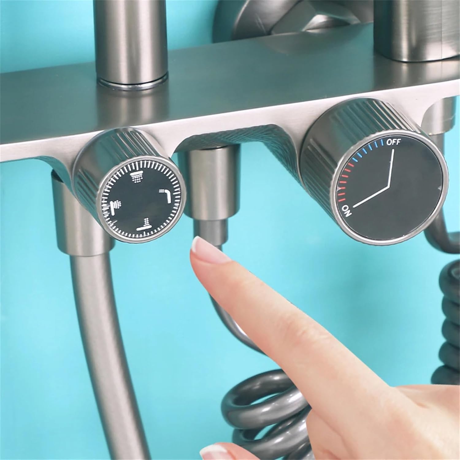 Shower System, Gray Bathroom Shower Faucet Set Complete 4 Functions Shower Fixtures Wall Mounted Shower Kit with Rain Shower Head, 3 Modes Handheld Shower Head, Tub Spout, Bidet Sprayer