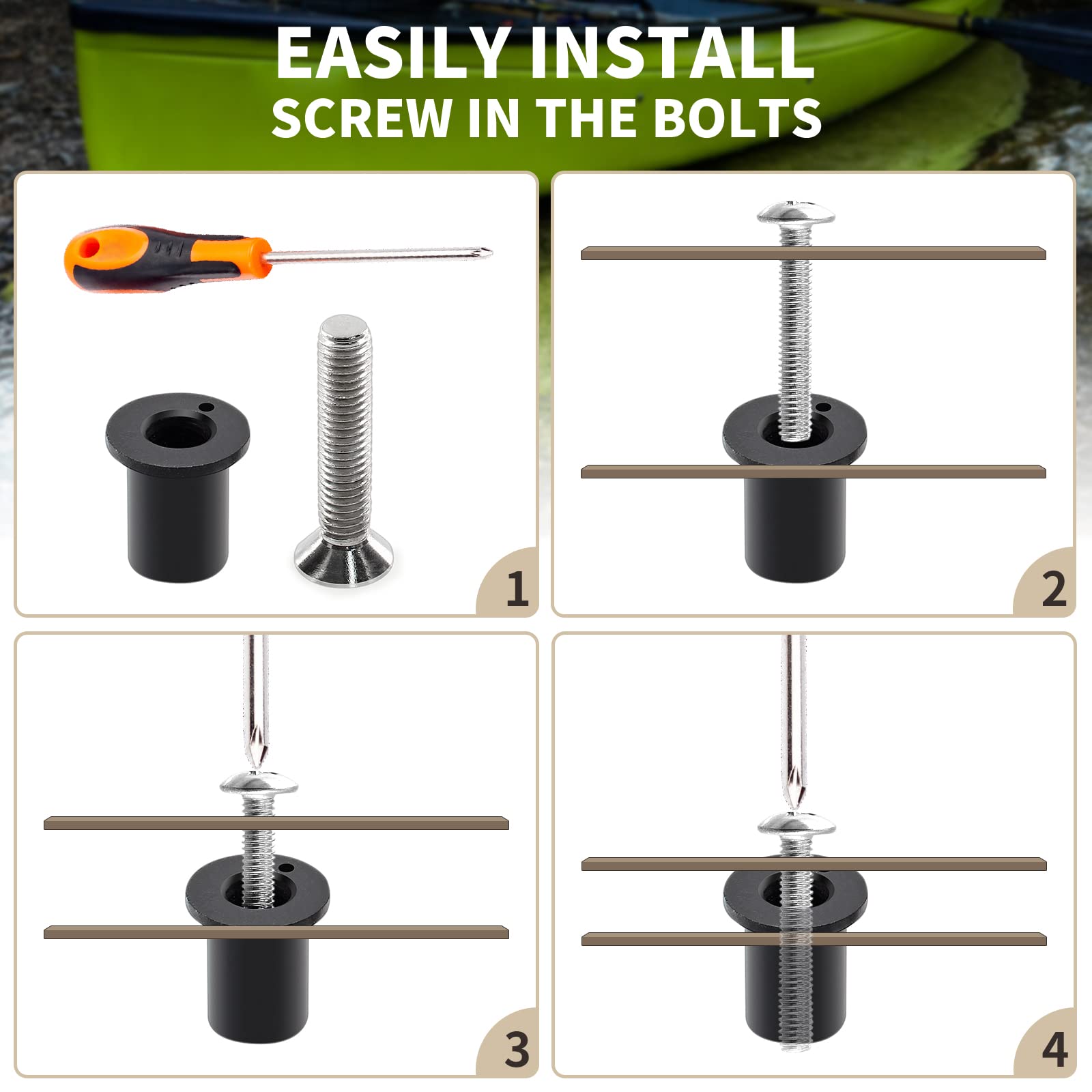 Kit 6 Dadi A Pozzetto M5 In Ottone E Gomma - Per Moto, Kayak, Canoe, Resistenti All'Acqua E Alle Vibrazioni