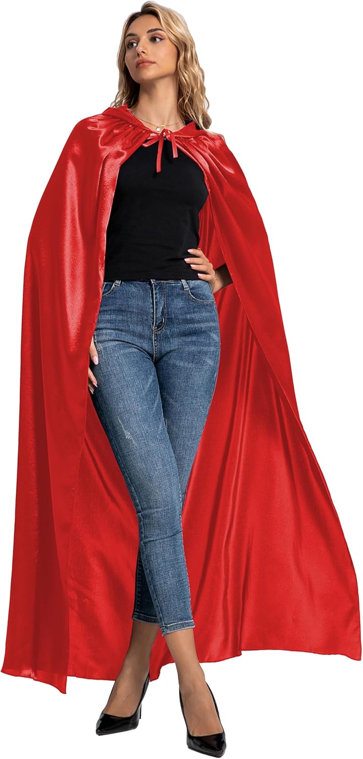 Unisex Adults Hooded Cloak, Halloween Christmas Robe Hooded Cape Witch Wizard Cosplay Costumes for Men Women