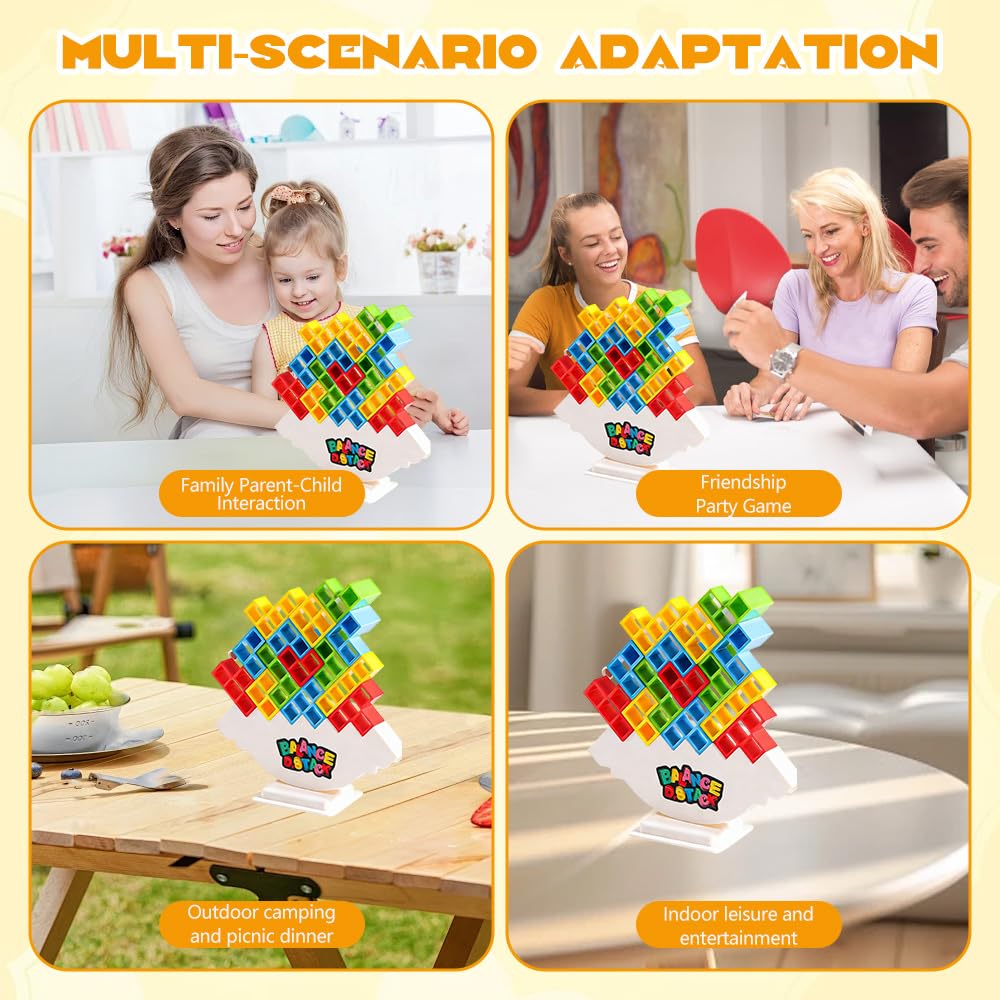 Falafoty 64Pcs Tetra Tower Balance Game, Stacking Blocks BalanceGame, Building Blocks Game Stacking Toy - Image 4