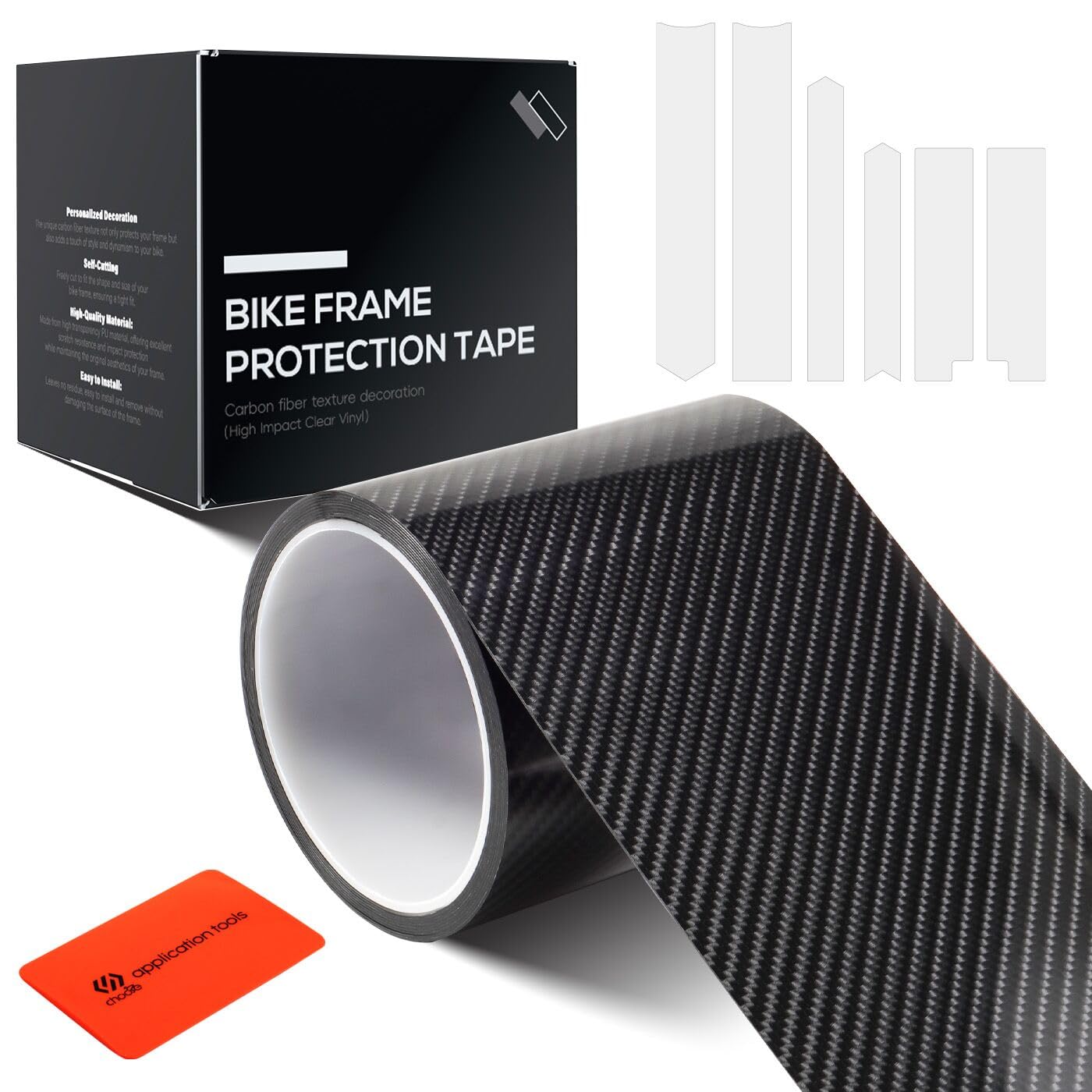 CNC Bike Frame Protection Tape,Bicycle Frame Protector Sticker-Frame Protection Paint Film 3m(4”x118”), Carbon Fiber Pattern Frame Guard Wrap for
