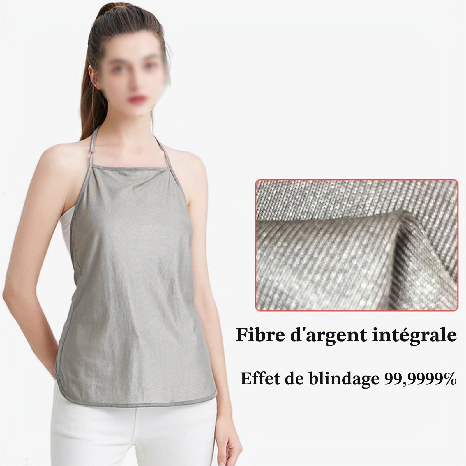 Vêtements Anti-radiations Hauts de Maternité Tunique de Grossesse EMF Protect Bandeau Ventral Bloquant les Ondes en Fibre D'argent Tablier Débardeur
