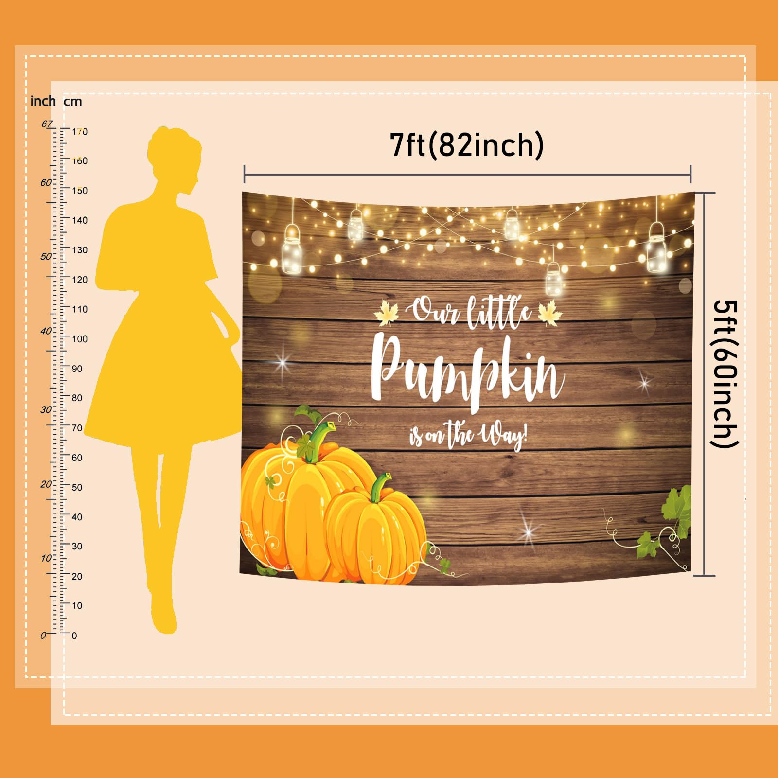 Avezano Kürbis-Babyparty-Hintergrund 1,8 X 1,1 M – Banner Mit „A Little Sweet Pumpkin Is On The Way“