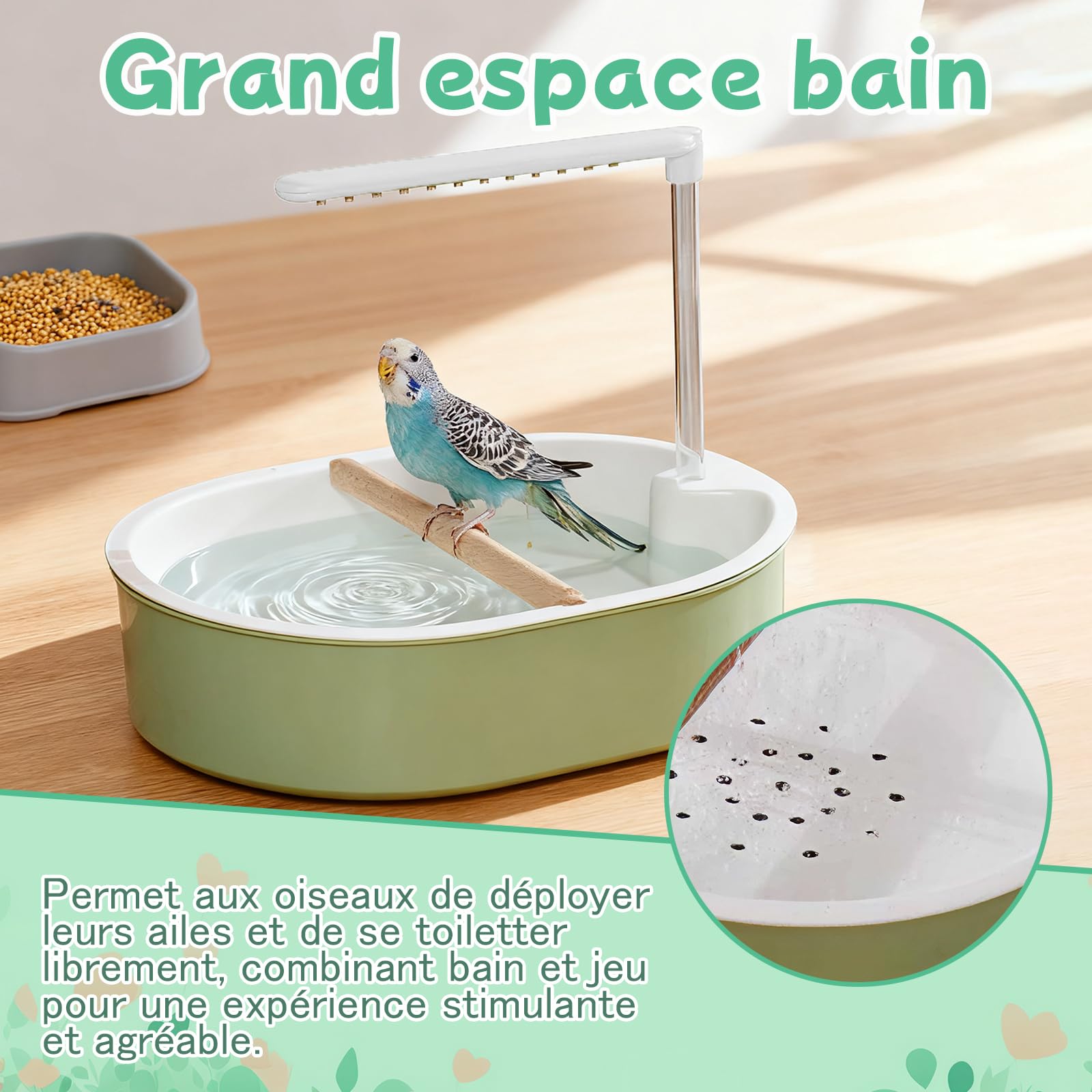 Sharplace Douche pour Perroquet, Baignoire Automatique pour Oiseaux, Accessoires pour Cage à calopsittes, Fournitures pour perruches, Polyvalente et Portable, Style A