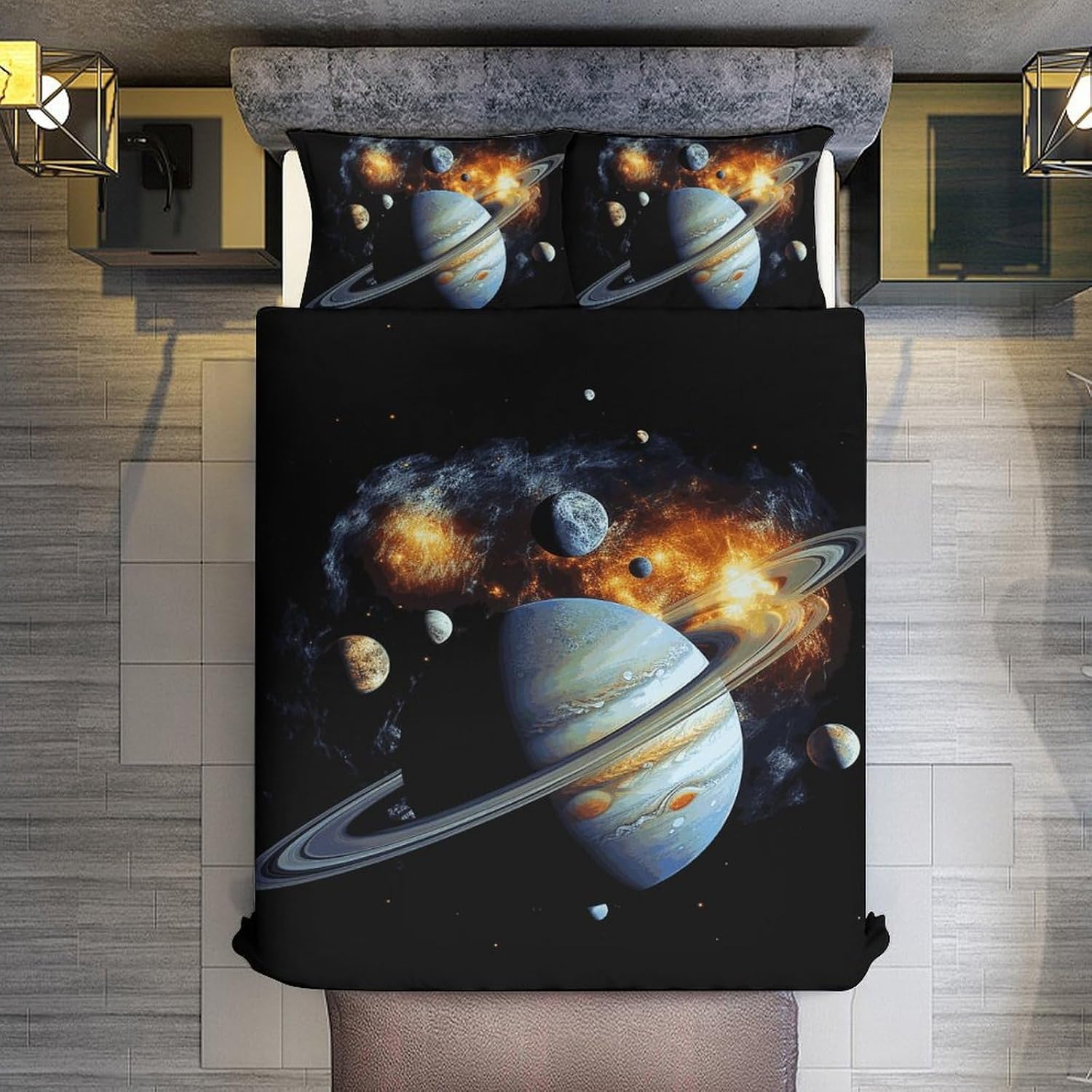 Planet Jupiter Duvet Cover Set 86"x70" - 3 Piece Bedding Set for All Season (1 Quilt Cover & 2 Pillow Shams) Soft Double Brushed Comforter Cover, Zipper Closure, No Comforter