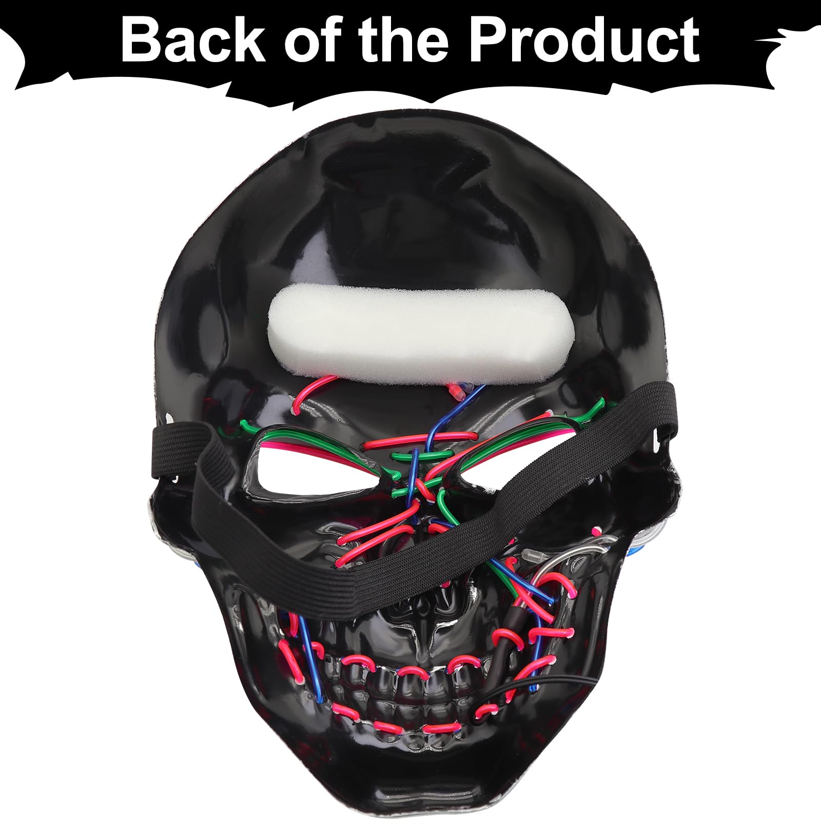 Halloween Mask with LED Lights - Scary Light-Up Mask for Costume Parties Cosplay, Masquerade & Carnival Festivals (grey A) - Image 4