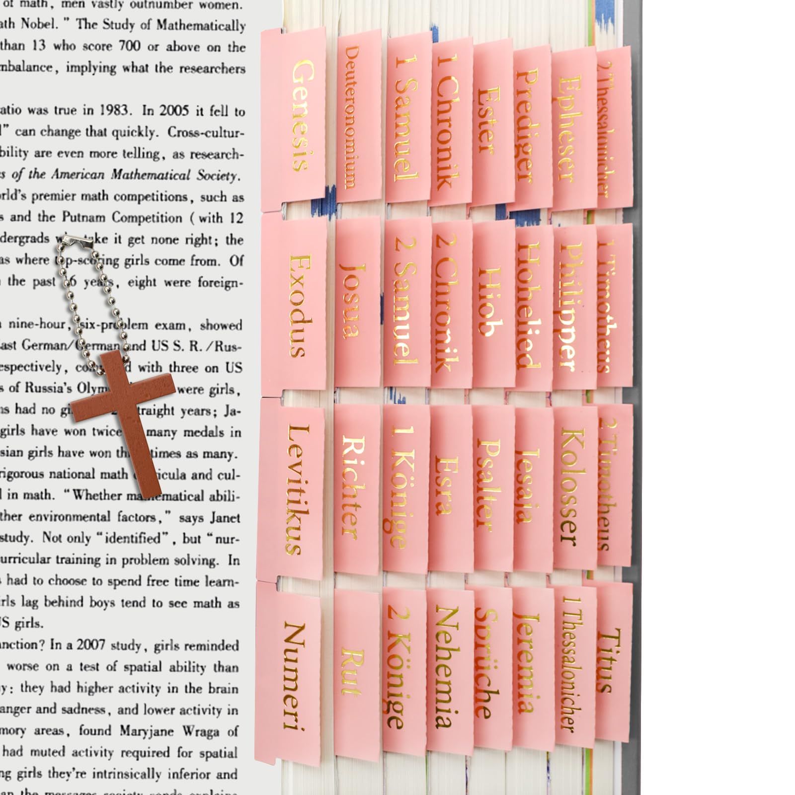 VANRA Bible Tabs for Women, Study, Bible, Journaling, Accessories, Large Print, 96 Tabs, Old and New Testament Study, with Blank Laminated Bible Tabs, Pink