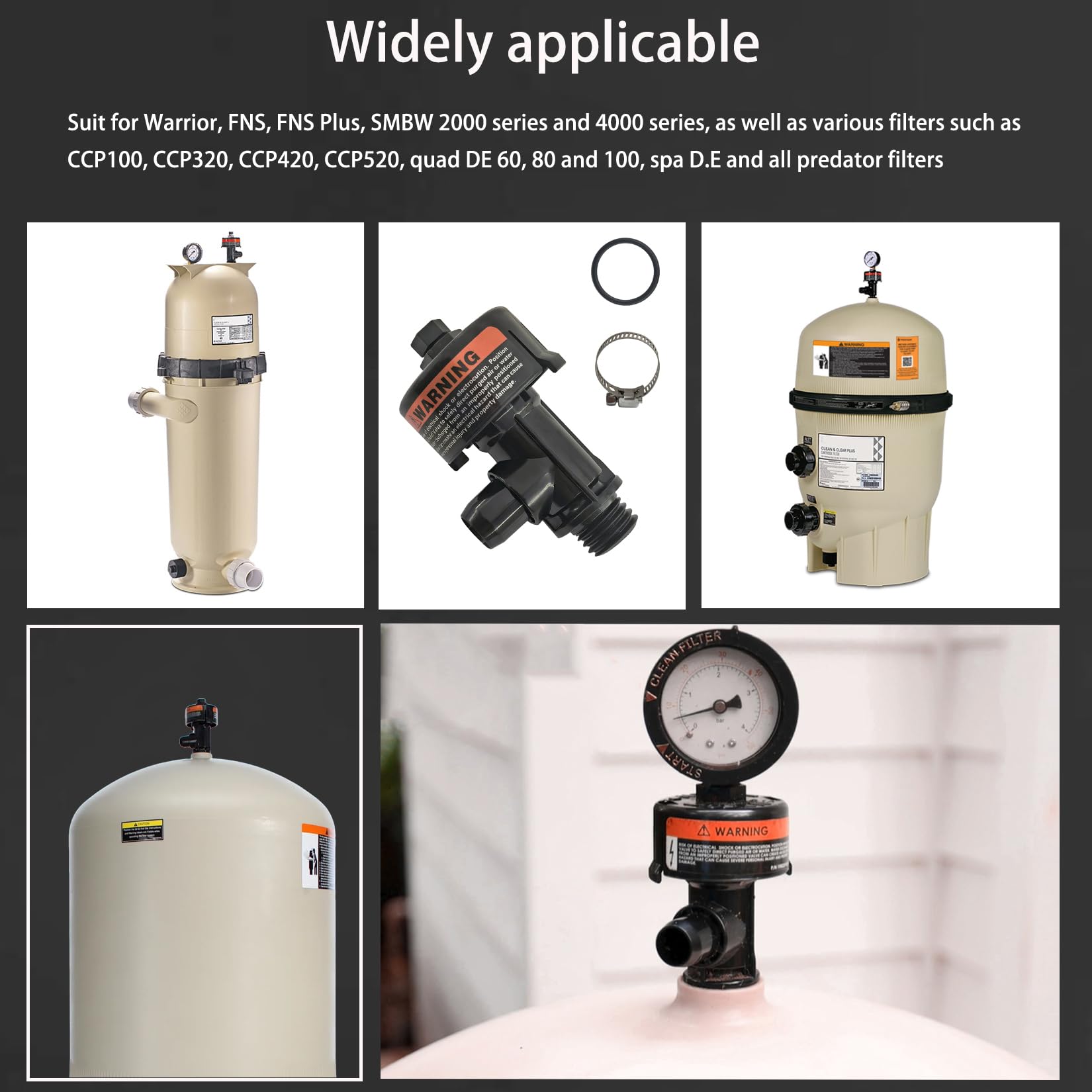 98209800 98209803 Manuelles Luftentlastungsventil mit Manometer für Schwimmbad und Spa-Filter, hoher Durchfluss, manuelles Überdruckventil (kein Manometer)