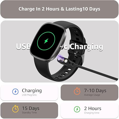 Miniatura 7 de Reloj inteligente para hombres y mujeres, responderhacer llamadas, reloj de fitness HD de 1.83 pulgadas con monitor de frecuencia cardíaca, presión