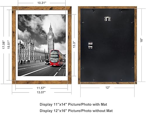 Miniatura 3 de IkaLede Marcos rústicos de 12 x 16 para exhibir imágenes de 11 x 14 pulgadas con paspartú o de 12 x 16 pulgadas sin paspartú, marcos de fotos de