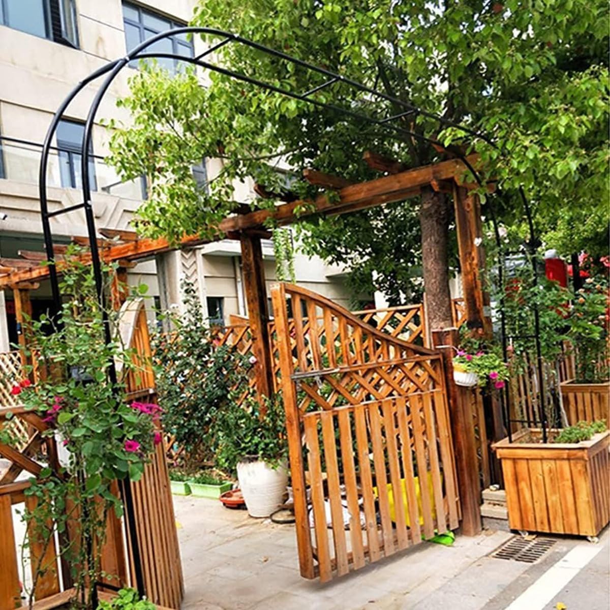 Arco da giardino in metallo resistente per piante rampicanti, grande pergolato per rose e arco nuziale, 160 cm, 180 cm, 200 cm, robusto supporto per decorazioni ed eventi all'aperto