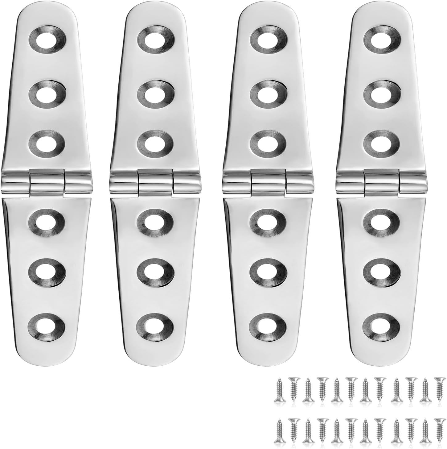 Boat Strap Marine Hinge, 4 x 1 Inch (102mm X 26 mm), Stainless Steel, 316 Grade With Screws (6 PCS)