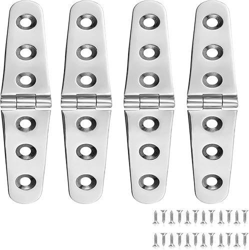Miniatura 7 de Bisagra de correa para barco, bisagra marina, 4 x 1 pulgada (4.016 in x 1.024 in), acero inoxidable 316 con tornillos (4 piezas)