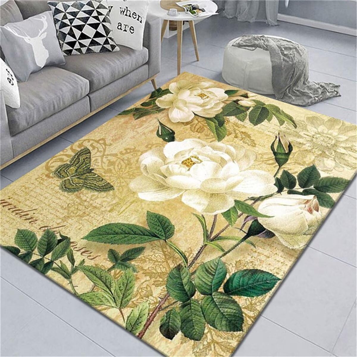 Tapis géant modèle de plante verte moderne pour salon et salle à manger