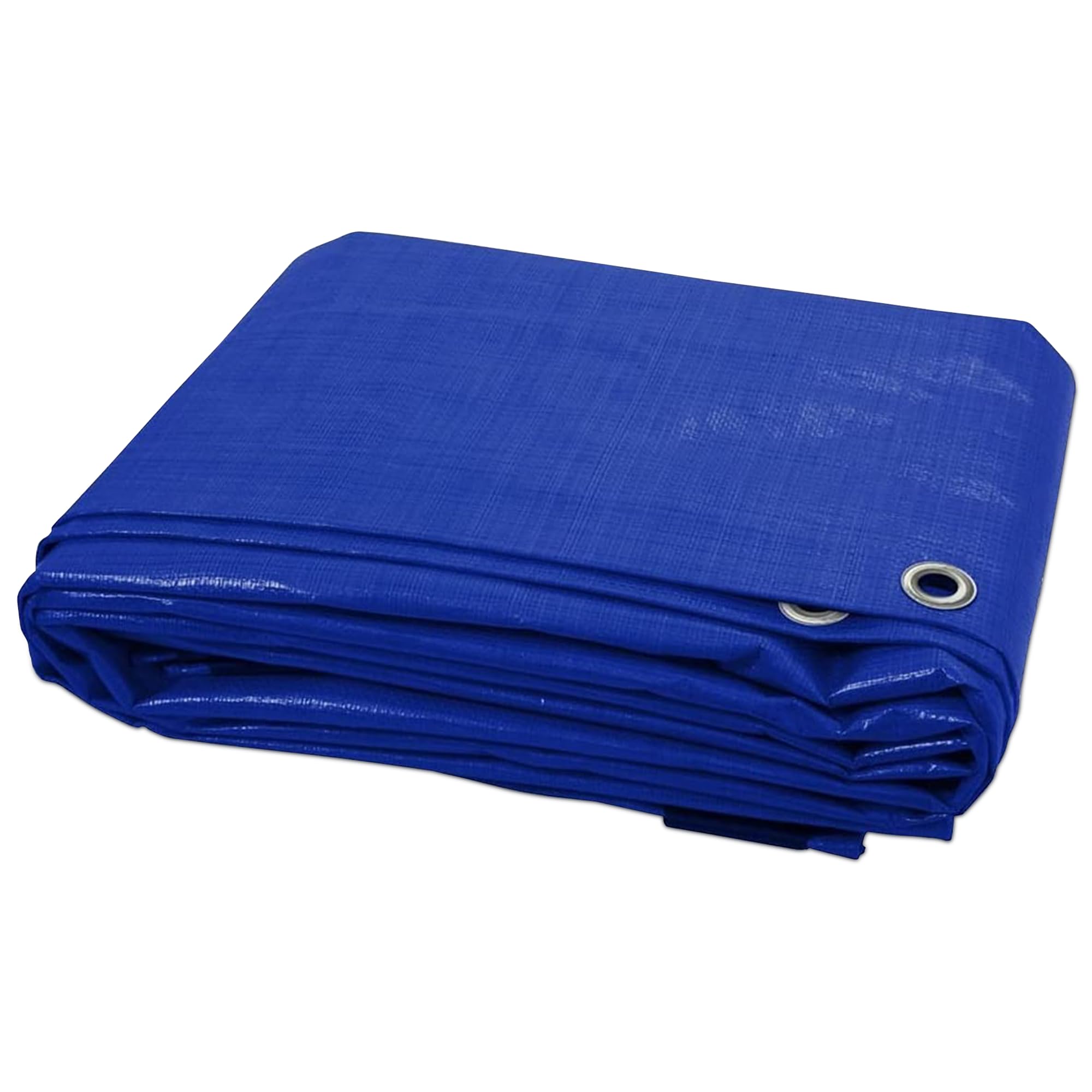Simplz Blue Large Tarpaulin Sheet 3.5m x 4.5m (11.5ft x 14.8ft), Heavy Duty Waterproof Tarp Cover with Aluminium Eyelets & Rope Hem, Reusable Outdoor Tarp for Garden, Camping & Building Materials
