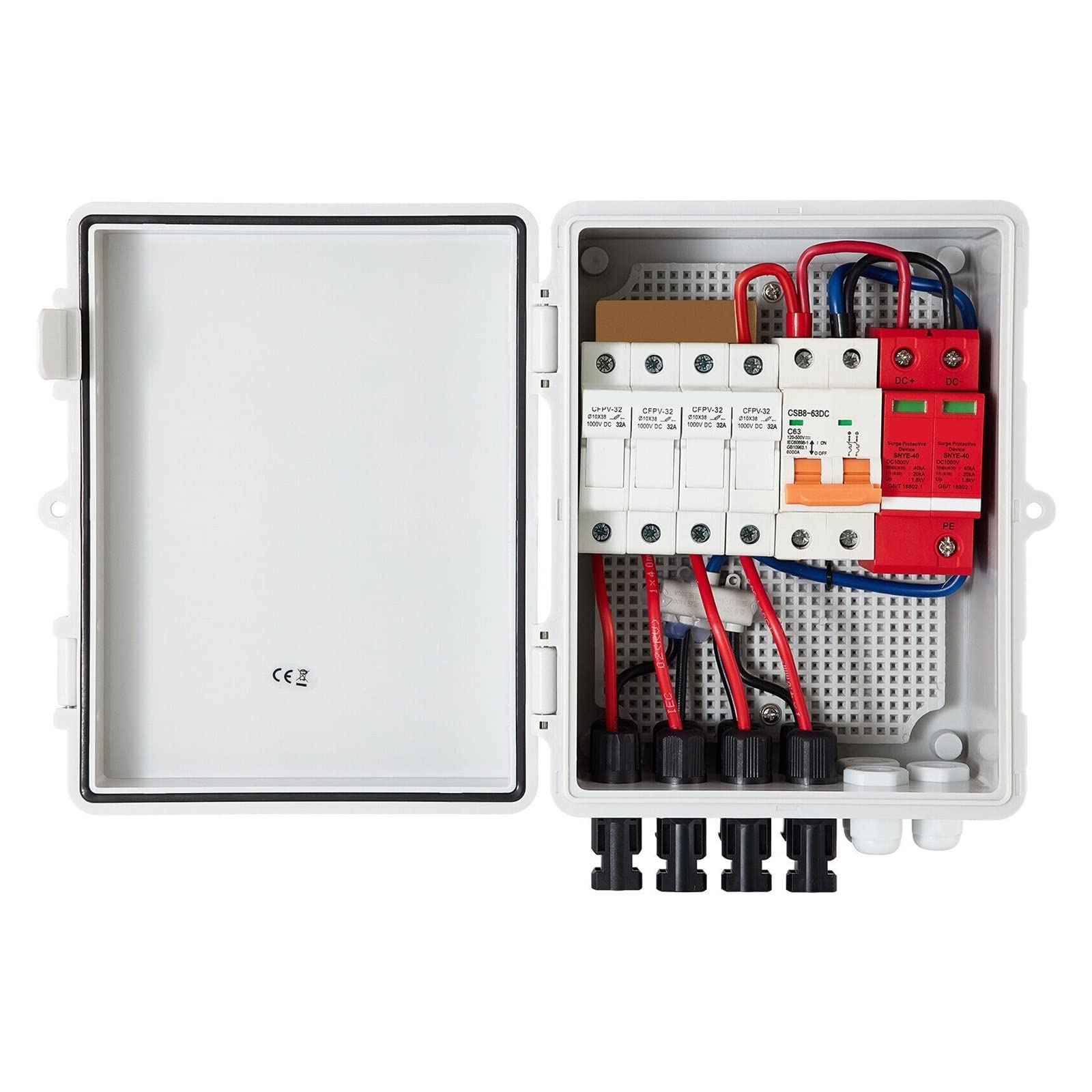 Caja combinadora PV 4 cuerdas IP65 para paneles solares en instalaciones domésticas en red