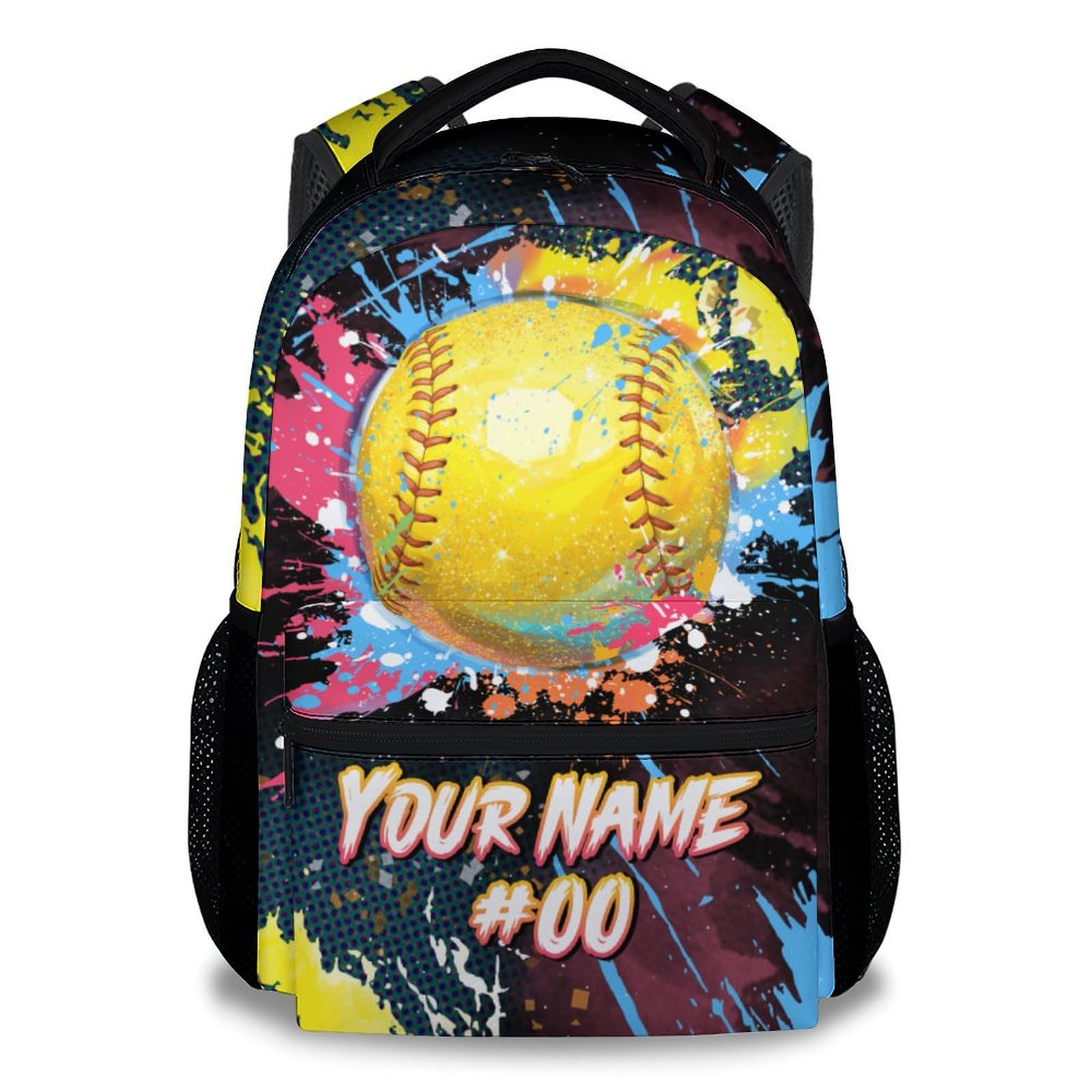 COZYAURA Custom Backpack - Softball Backpacks for Girls - 17 Inch Sports Theme Bookbag for Elementary Middle School - Casual School Bag for Kids Teens