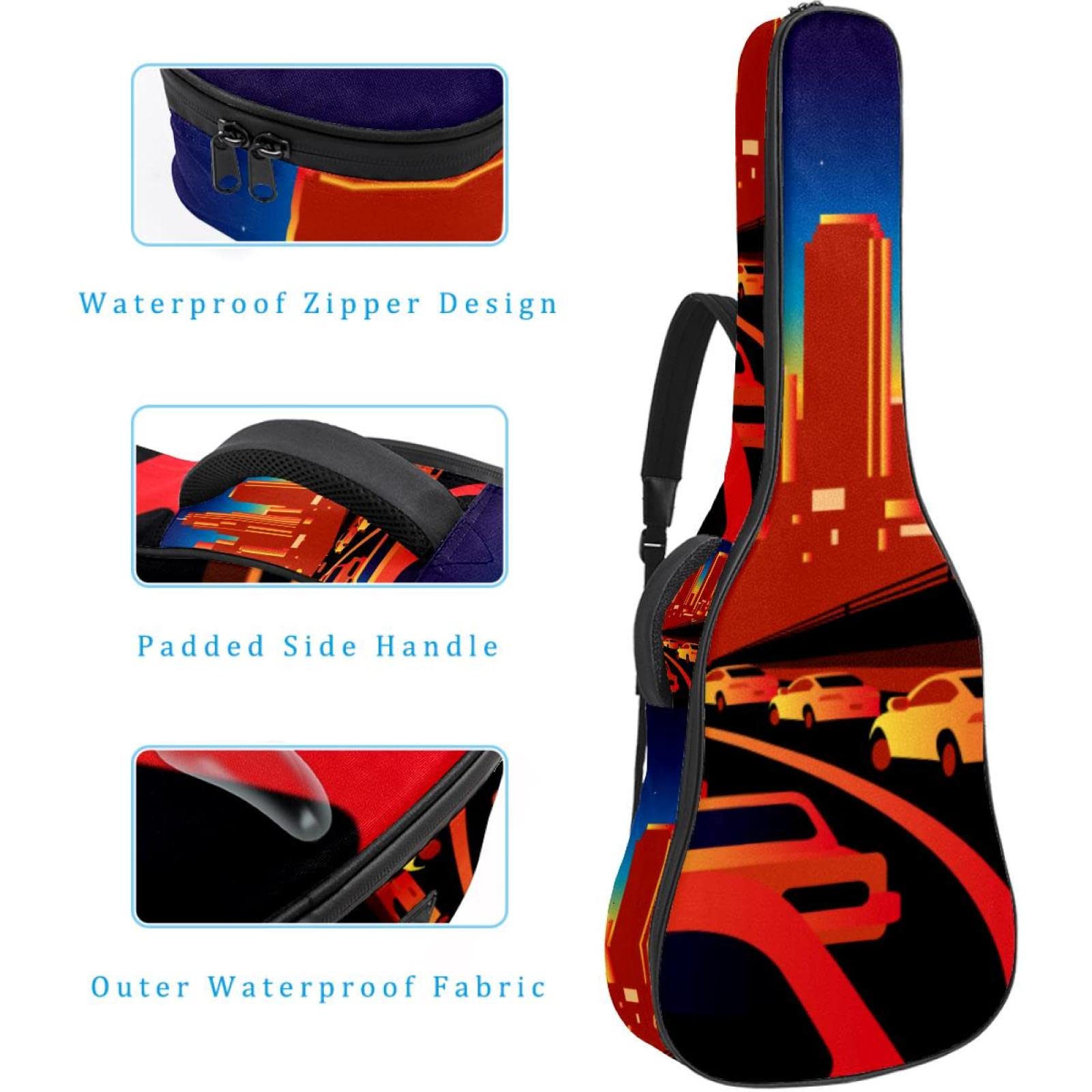 Funda Para Guitarra Eléctrica Ciudad Bolsa Guitarra Acolchada 6Mm Tela Oxford Impermeable Para Guitarra Acústica Y Clásica 40 41 Pollici