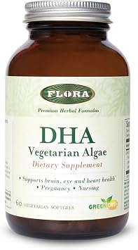 Flora - DHA Vegetarian Algae GreenCaps Plus - Brain & Heart Health - Aids Overall Health During Pregnancy - For Brain & Nervous System - Provides Omega-3 - Vegan & Sustainable - 60 Vegetarian Softgels