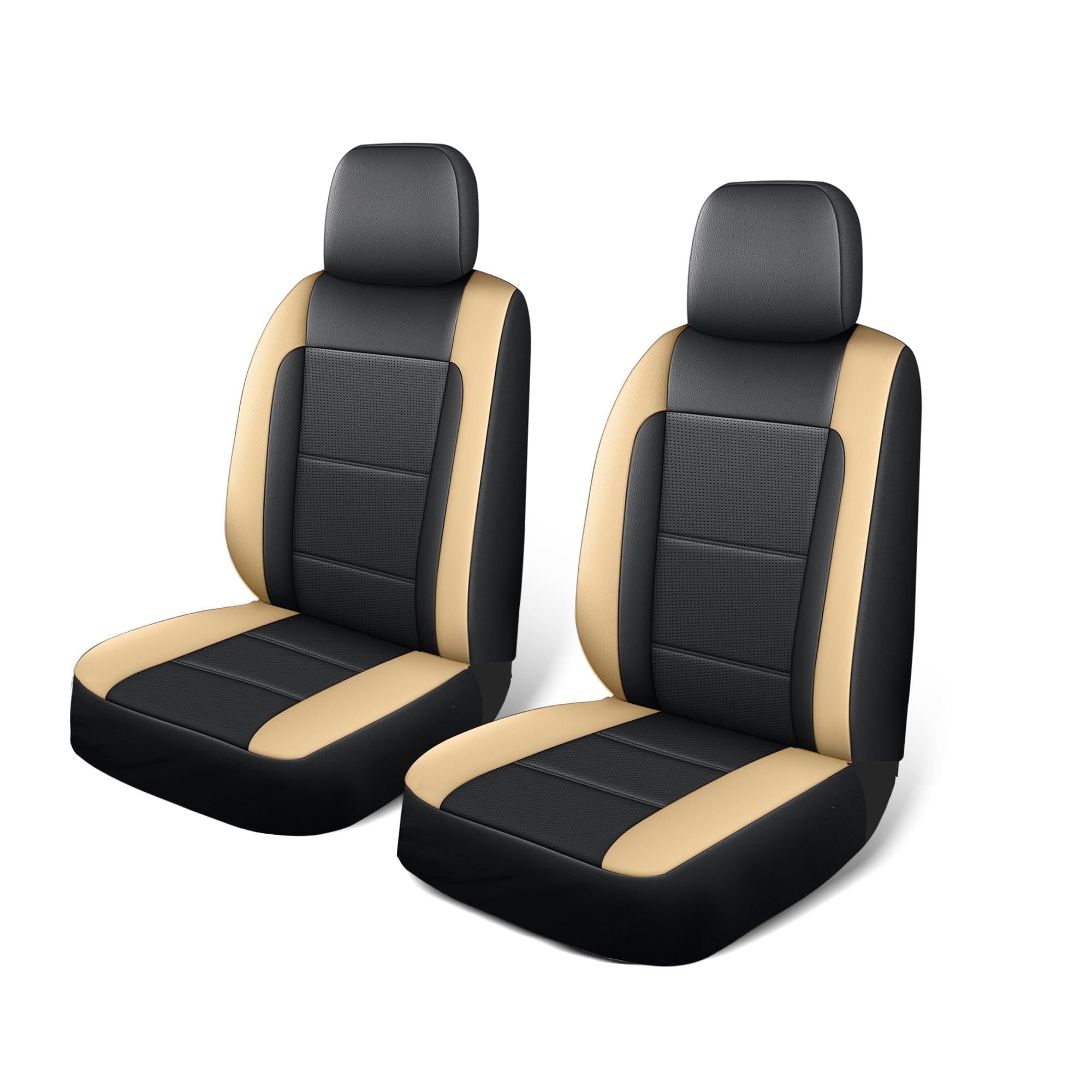 DISUTOGO Perforated Faux Leather Front Seats (Black & Beige)