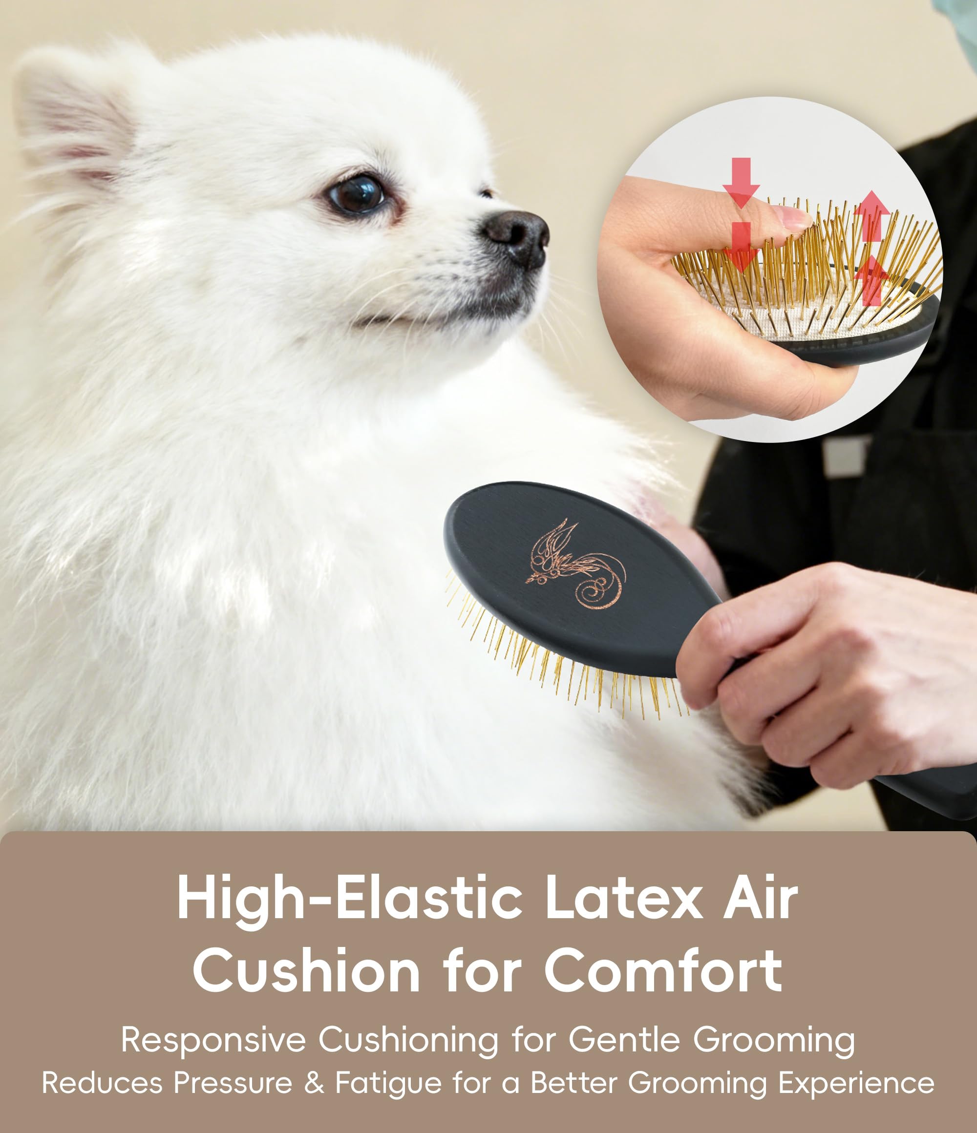 Brosse à épingler pour chiens, manche en bois de hêtre, outil de toilettage professionnel pour poils longs et épais, idéal pour Goldendoodle, caniche, labrador, schnauzer, chat et cheval