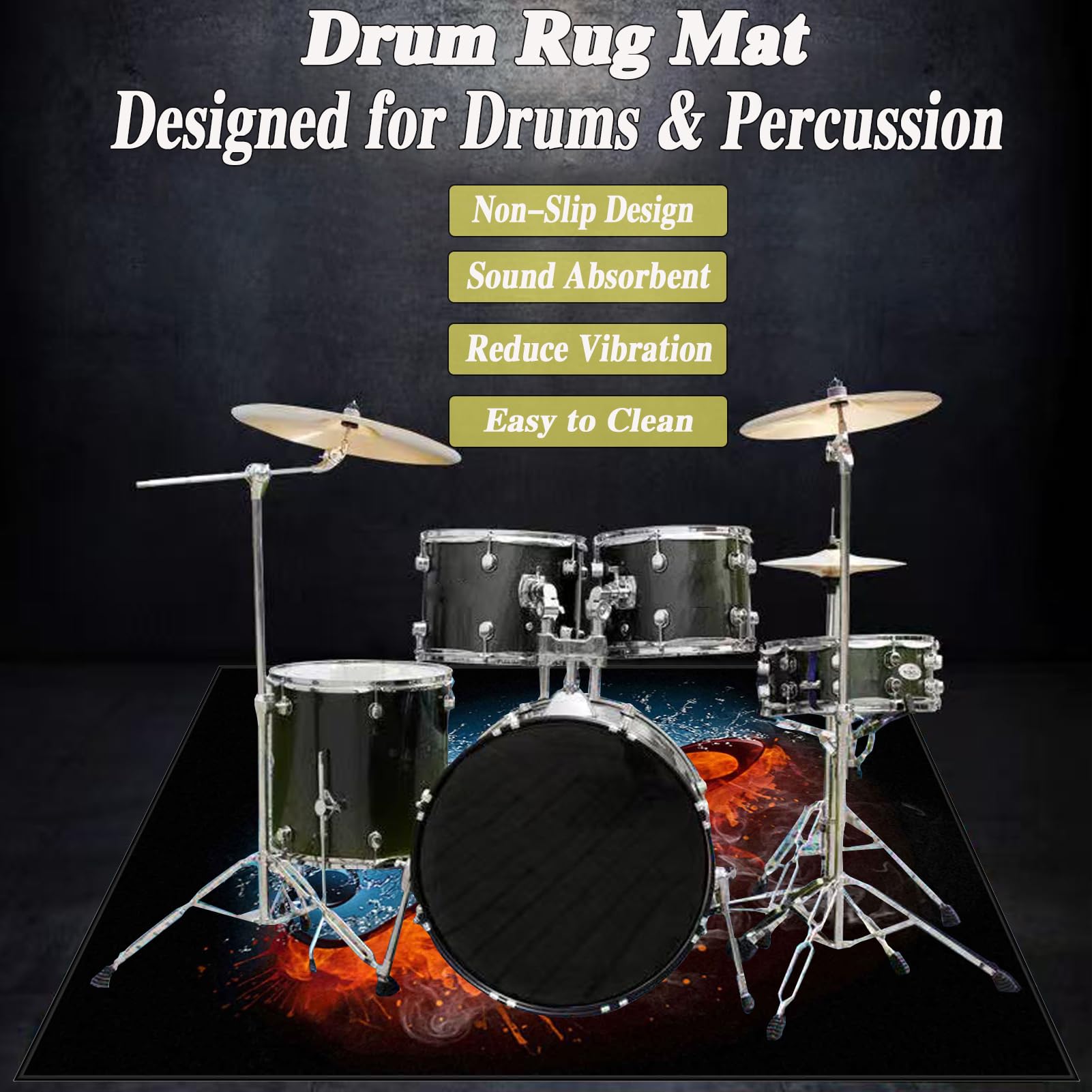 Drum Teppich Schlagzeug Teppich 160 x 140 cm rutschfeste Trommel Teppiche Schlagzeugteppich Schallschutzdecke Schlagzeugmatte Elektronisches Jazz Schlagzeug Kit für Bass Snare Drum Schlagzeug Matte