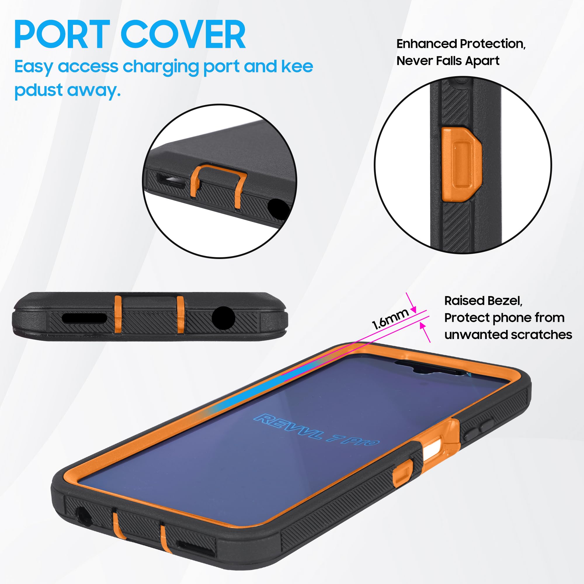 Funda compatible con T-Mobile Revvl 7 Pro 5G, a prueba de golpes, resistente y resistente con funda de clip para cinturón, protector de pantalla integrado (ciervo)