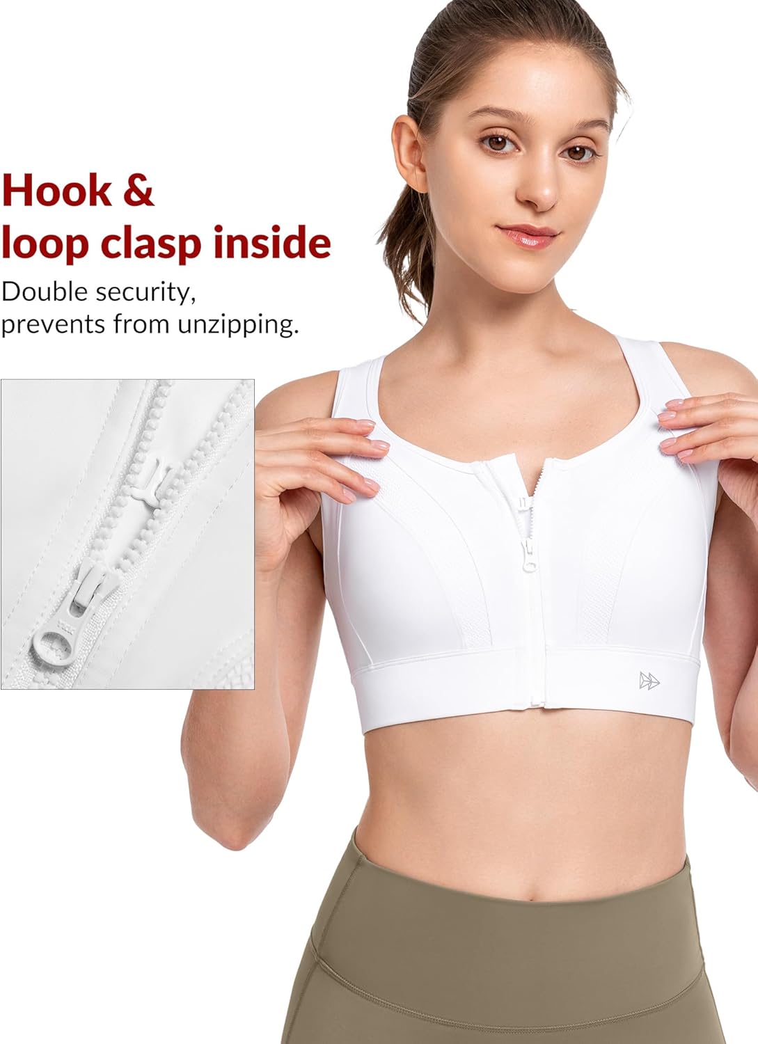 Yvette Zip Front Sports Bras for Women High Impact Supportive Large Bust Bras for Running - Image 4