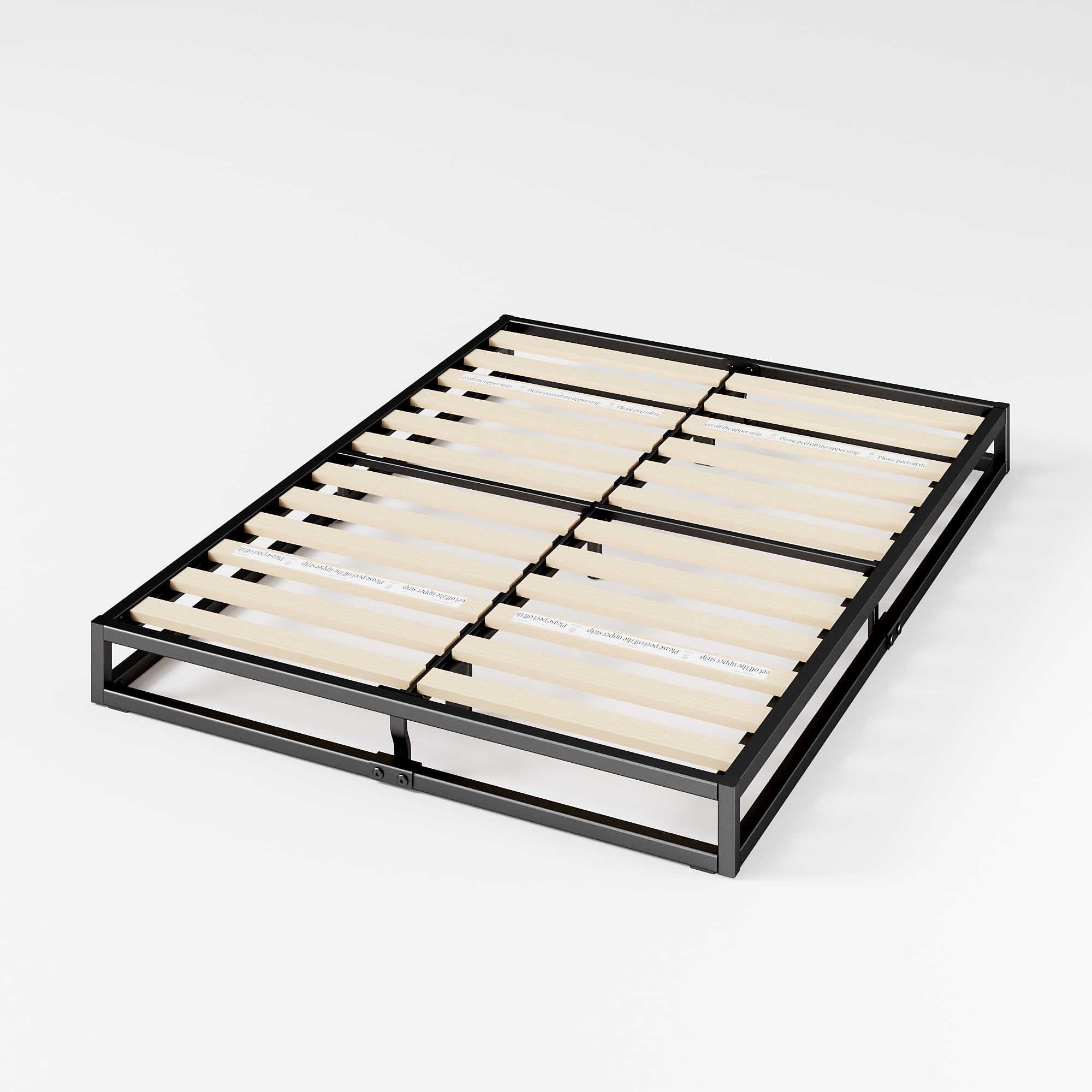 Zinus Joseph Bettgestell 140x200 cm - Metallbett 140x200 mit Lattenrost aus Holz - 15 cm Niedrige Bauweise - Kompakte Verpackung & Einfache Montage - Schwarz