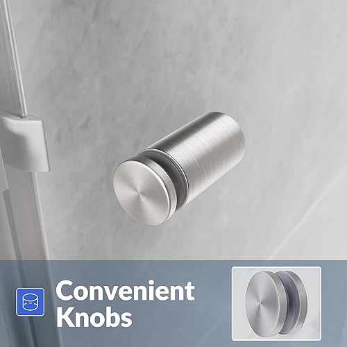 Miniatura 9 de SUNNY SHOWER Puerta de ducha semi-sin marco de 60 pulgadas de ancho x 72 pulgadas de alto, puerta de ducha de vidrio doble corredera, cabina