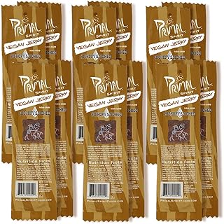 Primal Spirit Vegan Jerky – “Classic Flavor” – Hickory Smoked, 10 g. Plant Based Protein, Certified Non-GMO, No Preservatives, Sports Friendly Packaging (12 Pack, 1 oz)