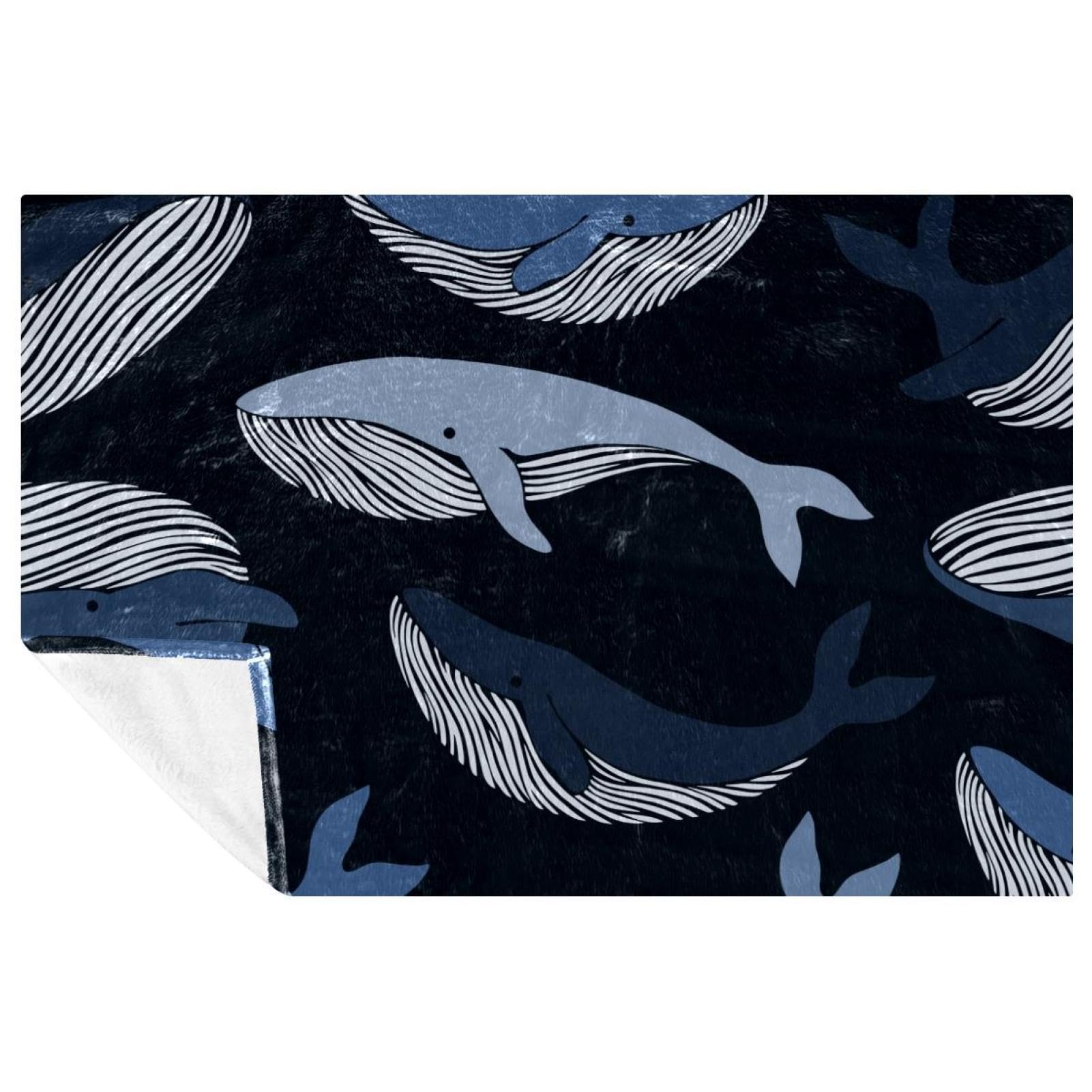 Couverture douce et chaude motif baleine pour lit et canapé 150x100 cm