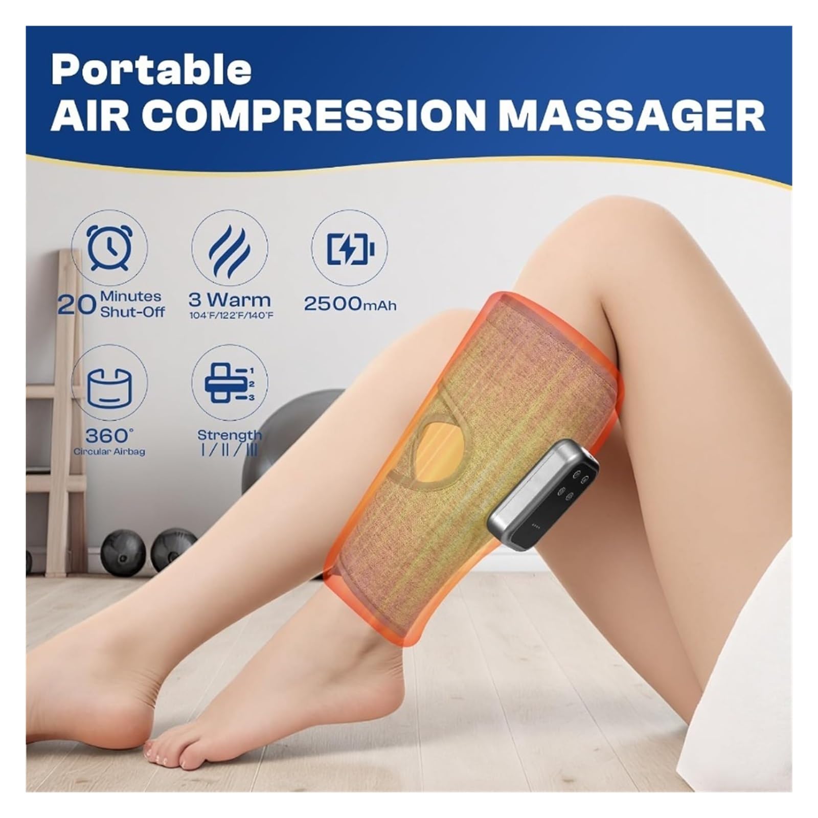 Masajeador de piernas inalámbrico con calor y relajación muscular for Cal Leg Massager para la mayoría de tamaños(2pcs)