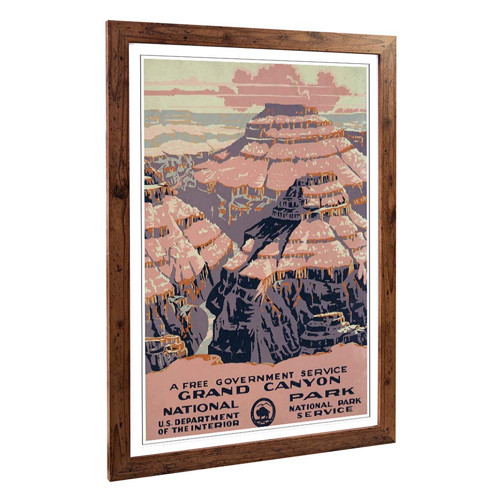 Big Box Art Framed Print of Vintage WPA Poster Grand Canyon Design | Wall Art Picture | Home Decor for Kitchen, Living Room, Bedroom, Hallway, Walnut, A2 / 24.5x18 Inch / 62x45cm