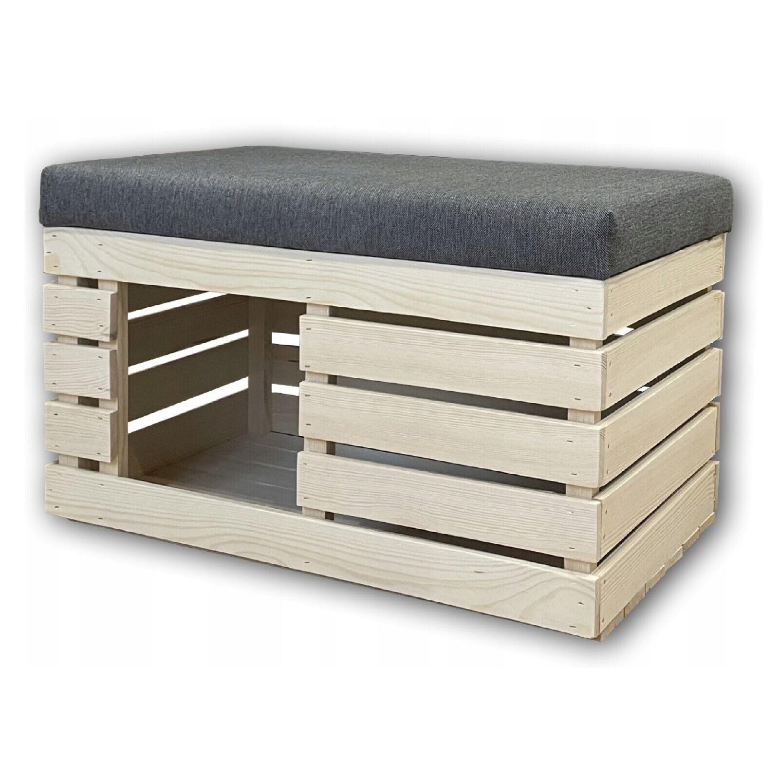 Katzenhaus Möbel – Holz Box mit Velours Sitzbank, 60x40x42 cm