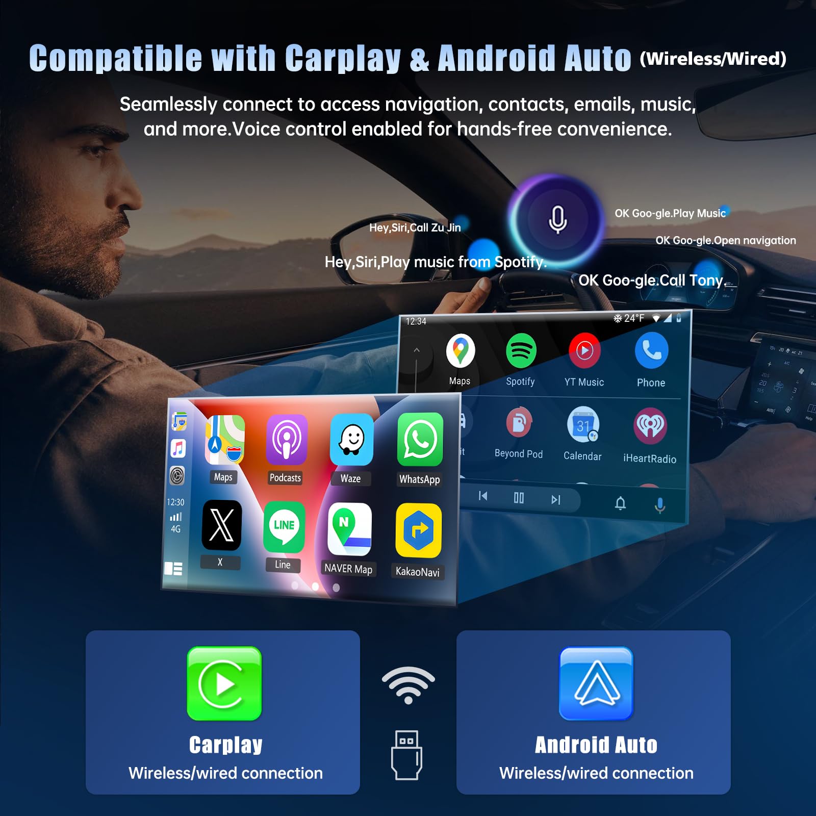 TukboTech 4+64G Android 14 Car Stereo Fit for Dodge RAM 2002-2006 for Jeep Wrangler 2003-2006 Radio Upgrade 6.86inch Touch Screen with Wireless Carplay Android Auto Mirror Link GPS SWC WiFi FM