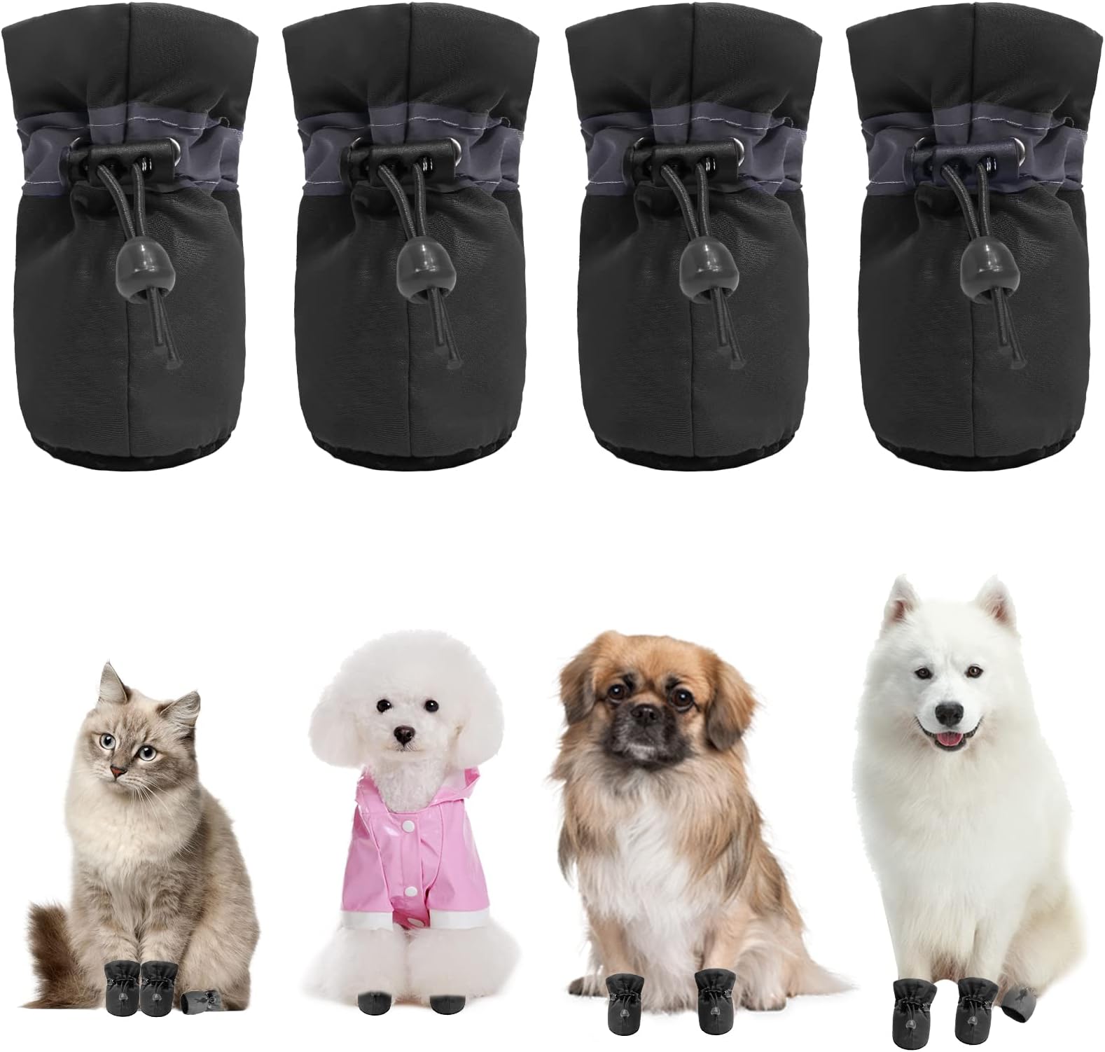 Dog Shoes Puppy Paw Protectors Dog Shoes for Hot Pavement Dog Boots with Anti Slip Socks Cat Dog Booties for Small Medium Dogs Pink 3 Black 3