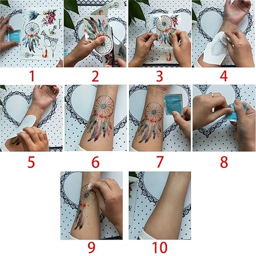 Miniatura 2 de Glaryyears Tatuajes de mariposa 3D para mujeres y niñas, paquete de 8 tatuajes falsos de diseño floral, tatuajes realistas de larga duración que se