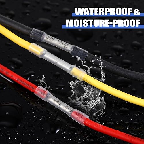 Miniatura 32 de Frienda 1000 conectores de cable termorretráctil, color rojo, AWG 22-18, aislados, impermeables, conectores de cable eléctrico automotriz