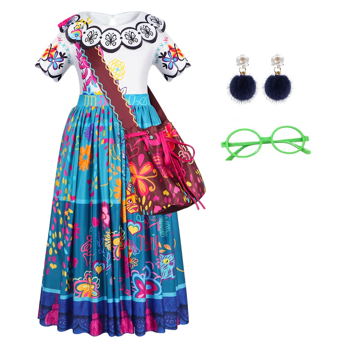 AmzBarley Mirabel Dress Isabella Costume Girls Birthday Party Halloween Magic Madrigal Family Cosplay Clothes