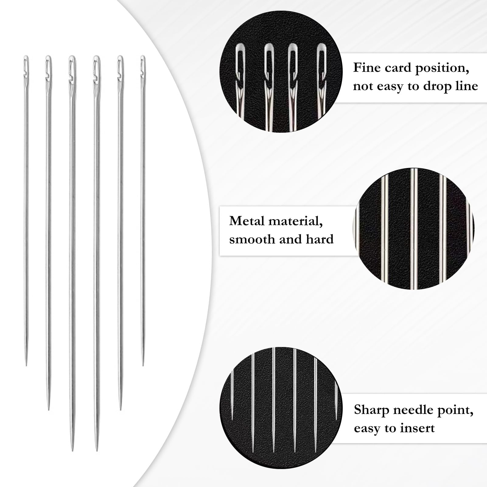 BendJoy ® 30 PCS Self-Threading Needle Sewing, Various Sizes Easy Self-Threading Quilting Needle, Punch Needle Set for Embroidery, Hand Sewing Needle Set for Stitching, Embroidery 2
