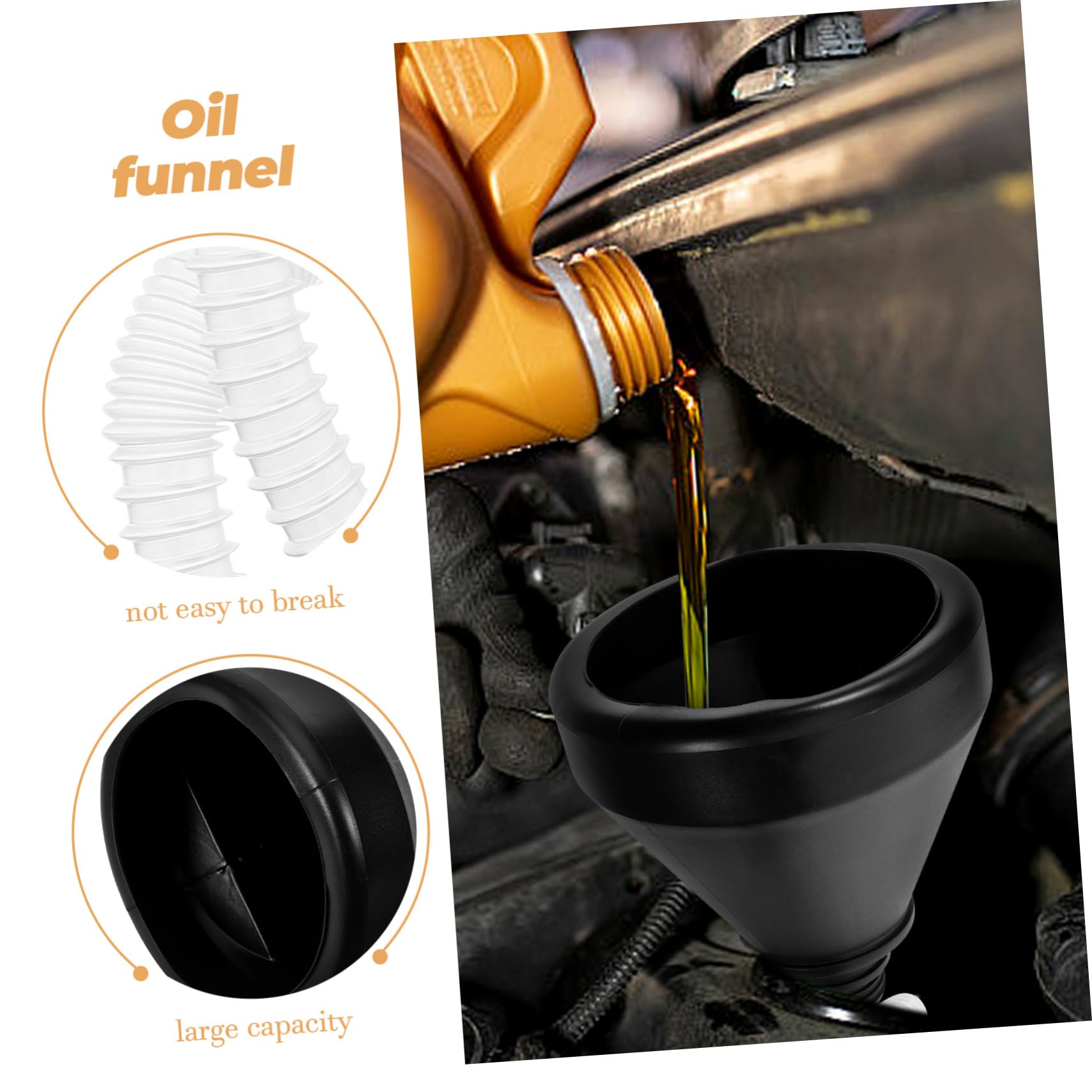 Gatuida 3piezas Embudo De Extra Cuello Flexible Embudo De Resistente Para Automóviles y Motocicletas Filtrado Integrado Para Protección Del Motor Para Combustible y Gran Capacidad Sin