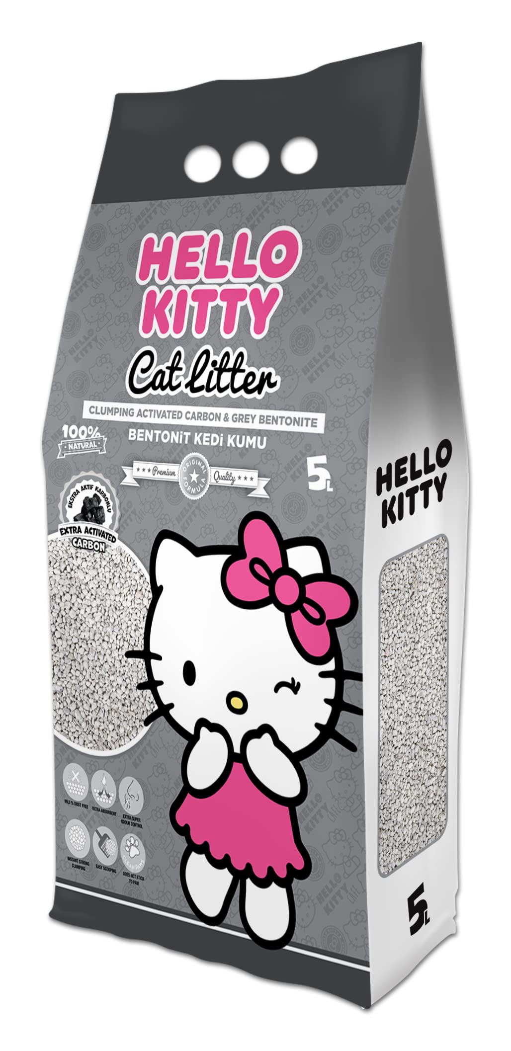 Hello Kitty Bentonite Active Carbon Cat Litter (5L (Pack of1 x 4.3 kg))