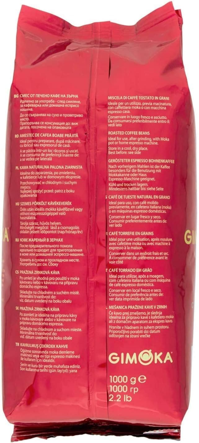 Gimoka Gran Bar Kaffeebohnen, Reichhaltig und Cremig, 6 x 1 kg Packungen, + keyring italy shop service