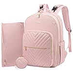 LOVEVOOK Diaper Bag Backpack, Quilted Baby Bag with Changing Pad & Pacifier Holder, Waterproof Travel Diaper Bags for Baby Boys Girls, Stylish and Large Capacity,Pink