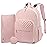 LOVEVOOK Diaper Bag Backpack, Quilted Baby Bag with Changing Pad & Pacifier Holder, Waterproof Travel Diaper Bags for Baby Boys Girls, Stylish and Large Capacity,Pink