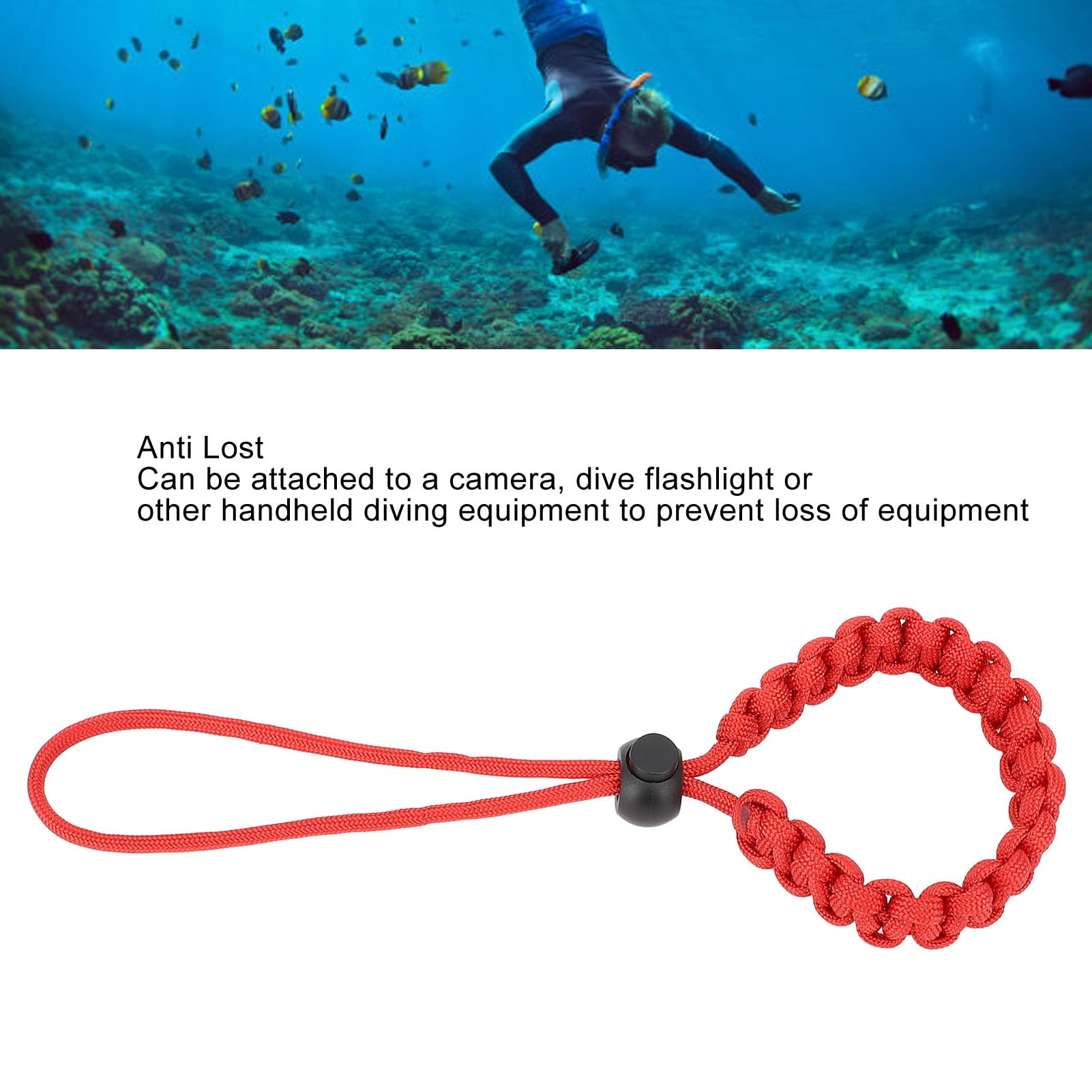 Keenso Diving Locking Wrist Lanyard, Adjustable Anti Lost Paracord Underwater Camera Wrist Strap, Suitable for Diving - Image 3