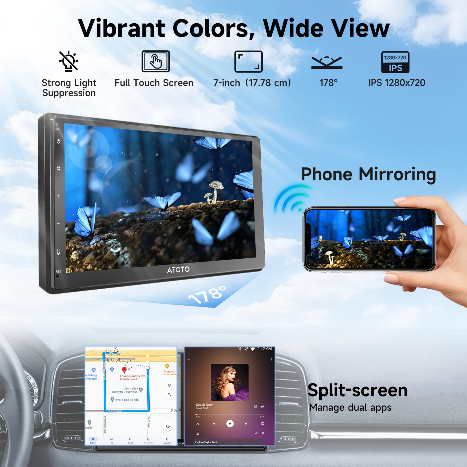 Amazon.co.jp: ATOTOZONE A6 7インチ2din オーディオ一体型ナビ