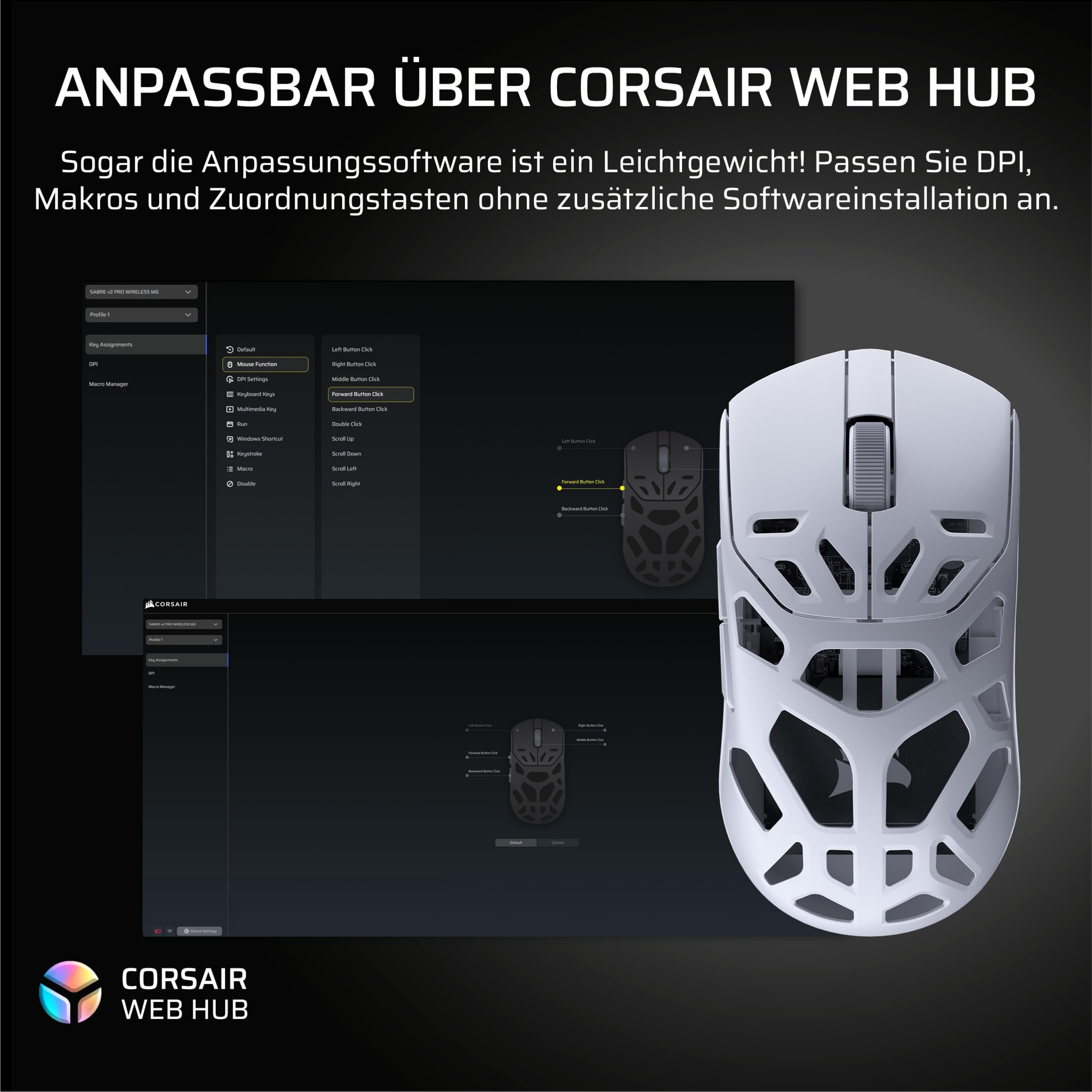 Corsair Sabre v2 PRO Kabellose FPS-Gaming-Maus Weiß 33,000 DPI MARKSMAN S-Sensor 8,000Hz Hyper-Polling Magnesium Leichtgewicht 120 Stunden Akkulaufzeit