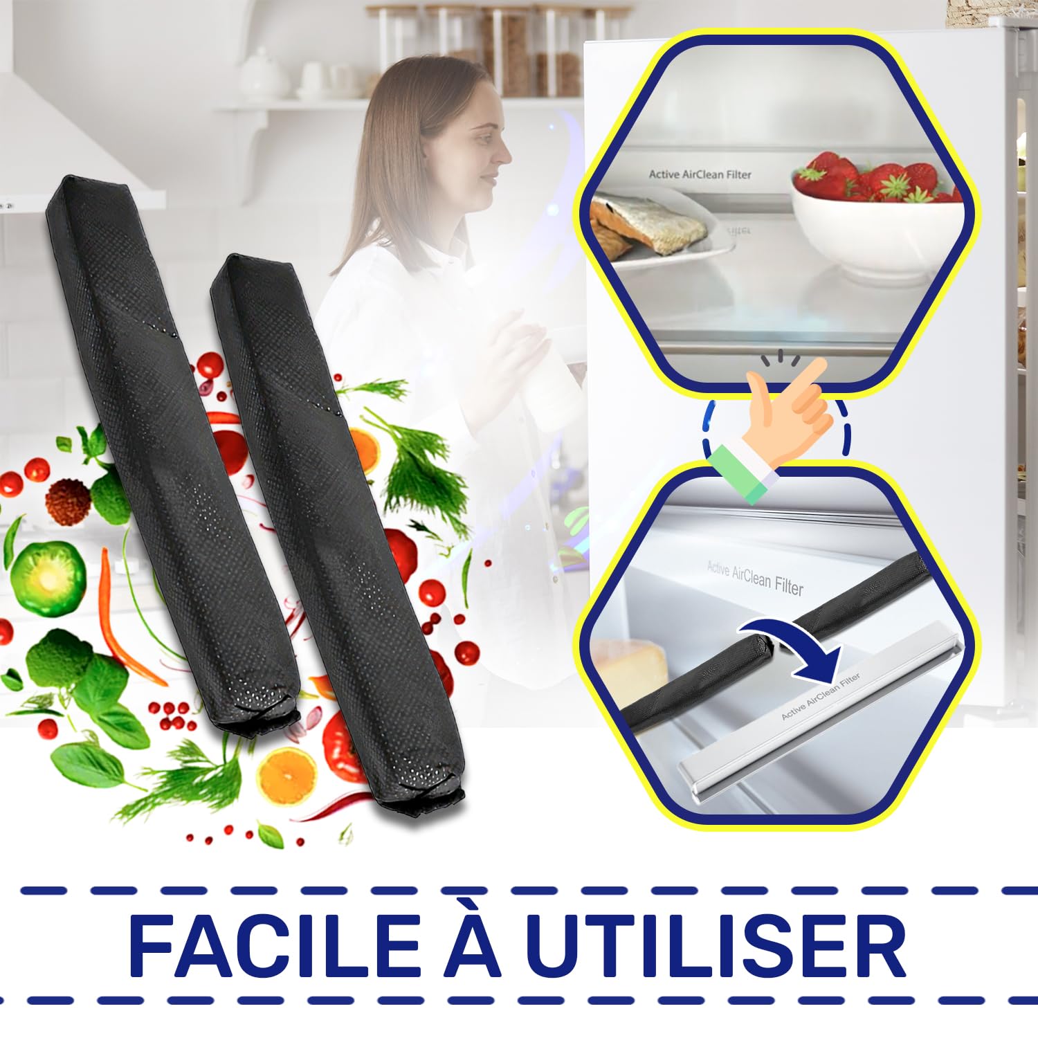 Lot de 2 filtres à charbon actif pour réfrigérateur avec code d'origine 07236280 7236280 pour Miele MONTERAL